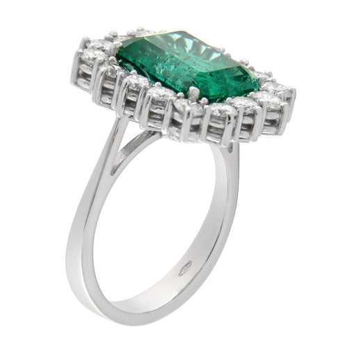 Bague Guidetti - Bague en or blanc avec émeraude et diamants 58 Facettes G3552
