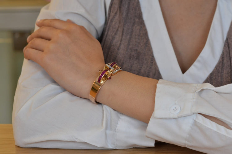 Bracelet Bracelet tank rubis et diamants en or 18k 58 Facettes 27365