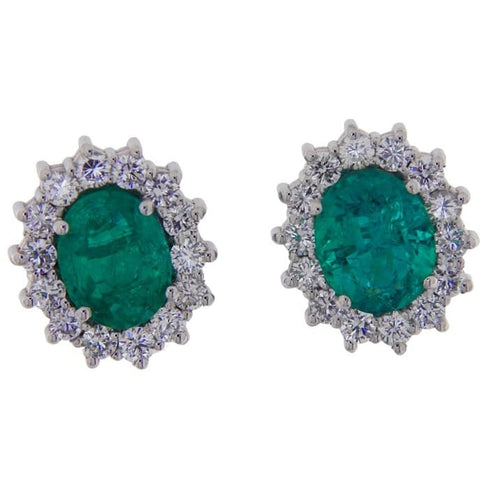 Boucles d'oreilles Guidetti - Boucles d’oreilles en or blanc avec émeraudes et diamants 58 Facettes G3598