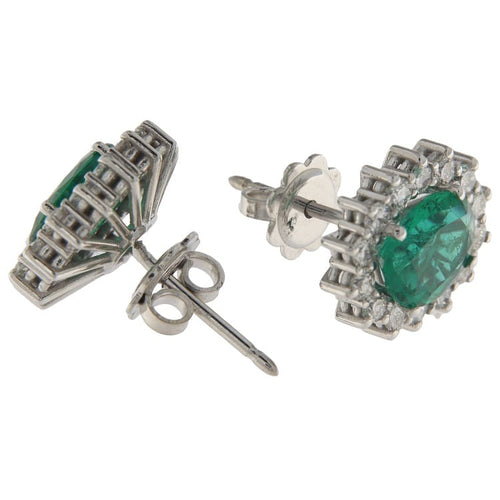 Boucles d'oreilles Guidetti - Boucles d’oreilles en or blanc avec émeraudes et diamants 58 Facettes G3598