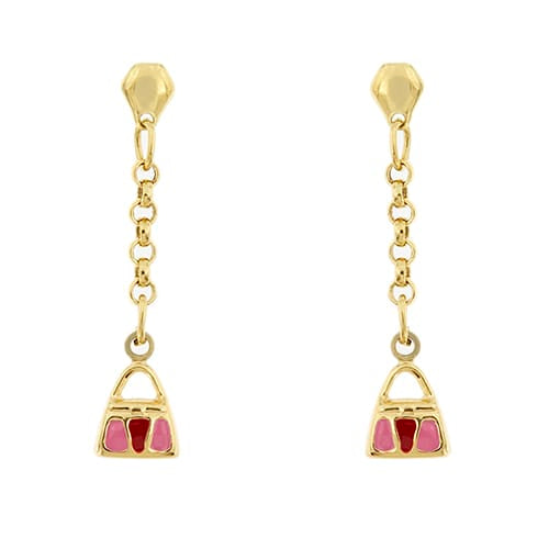 Boucles d'oreilles Boucles d’oreilles pendantes à borsettes en or jaune 18 ct émaillé 58 Facettes 34601