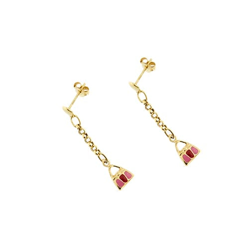 Boucles d'oreilles Boucles d’oreilles pendantes à borsettes en or jaune 18 ct émaillé 58 Facettes 34601