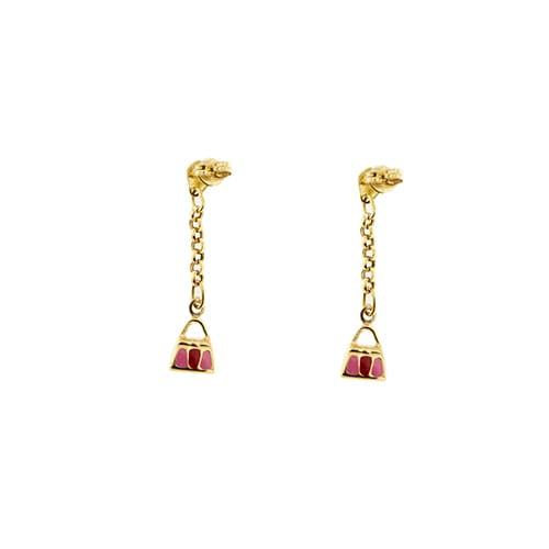 Boucles d'oreilles Boucles d’oreilles pendantes à borsettes en or jaune 18 ct émaillé 58 Facettes 34601
