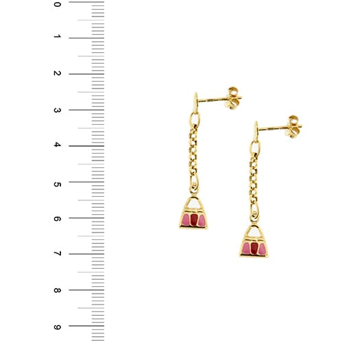Boucles d'oreilles Boucles d’oreilles pendantes à borsettes en or jaune 18 ct émaillé 58 Facettes 34601