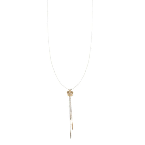 Collier Comete - Collier fleur en or rose et or blanc 18 ct avec diamant 58 Facettes 31903