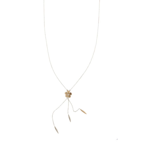 Collier Comete - Collier fleur en or rose et or blanc 18 ct avec diamant 58 Facettes 31903