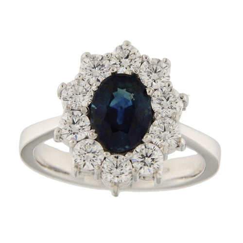Bague 54 Zaffiro - Bague en or blanc avec diamants 58 Facettes G3759