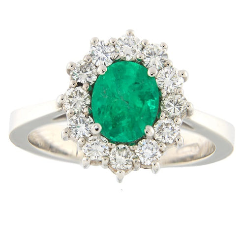 Bague Guidetti - Bague en or blanc avec émeraude et diamants 58 Facettes G3757