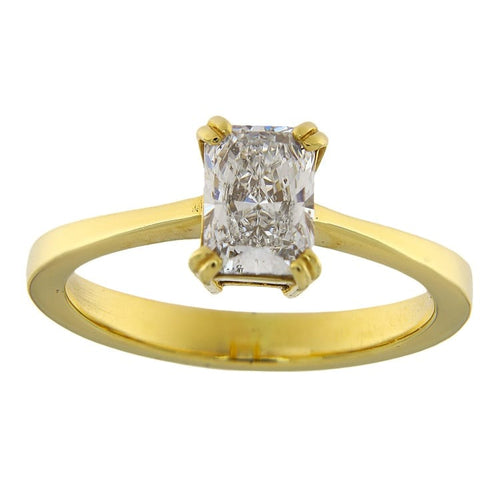 Bague 54 Solitario - Bague en or jaune avec diamant taille Radiant 58 Facettes G3728