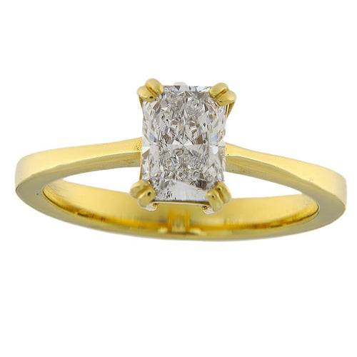 Bague 54 Solitario - Bague en or jaune avec diamant taille Radiant 58 Facettes G3728