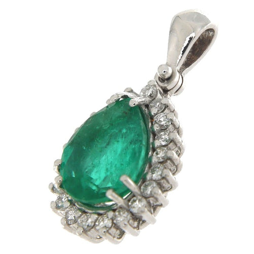 Pendentif Guidetti - Ciondolo en or blanc avec émeraude et diamants 58 Facettes G3575
