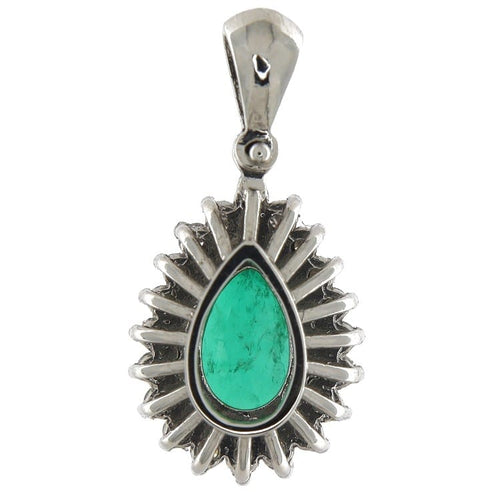 Pendentif Guidetti - Ciondolo en or blanc avec émeraude et diamants 58 Facettes G3575