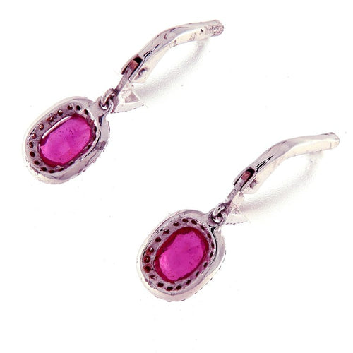 Boucles d'oreilles Guidetti - Boucles d'oreilles pendantes en or blanc, rubis et diamants 58 Facettes G3573
