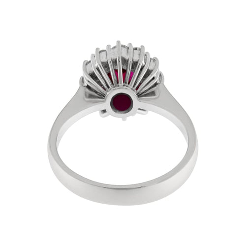Bague Guidetti - Bague en or blanc avec rubis et diamants 58 Facettes G3559