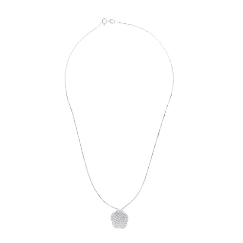 Collier Collier - Pendentif fleur en or blanc 750 et diamants 58 Facettes 15146