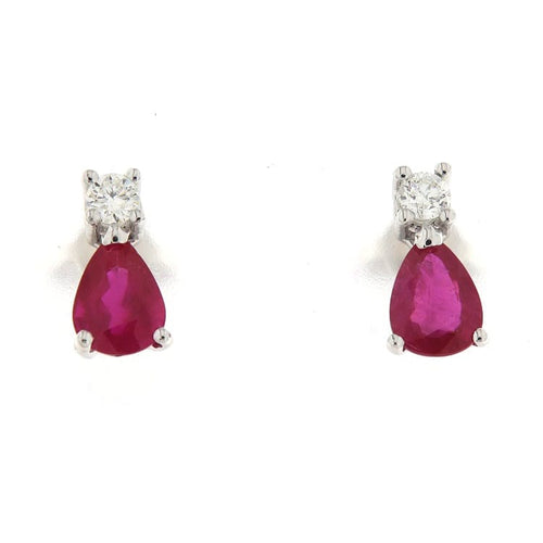 Boucles d'oreilles Guidetti - Boucles d'oreilles à lobo en or blanc rubis et diamants 58 Facettes G3574