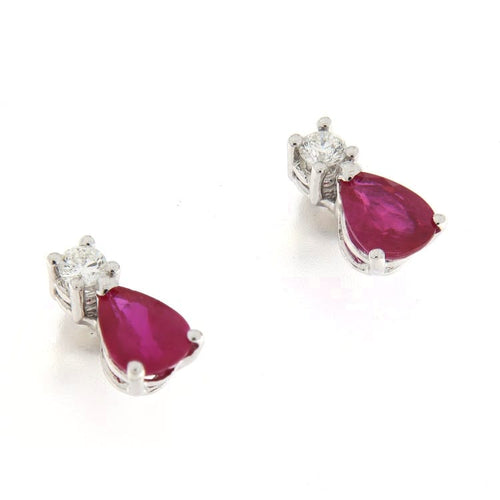 Boucles d'oreilles Guidetti - Boucles d'oreilles à lobo en or blanc rubis et diamants 58 Facettes G3574