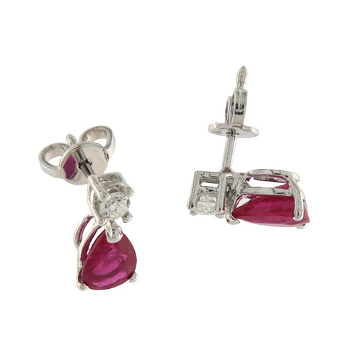 Boucles d'oreilles Guidetti - Boucles d'oreilles à lobo en or blanc rubis et diamants 58 Facettes G3574