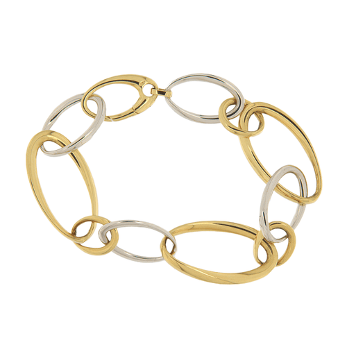 Bracelet Guidetti - Bracelet à mailles ovales en or blanc et jaune 58 Facettes G3319