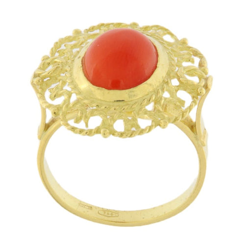 Bague 54 Corallo - Bague en or jaune et corail 58 Facettes G3293