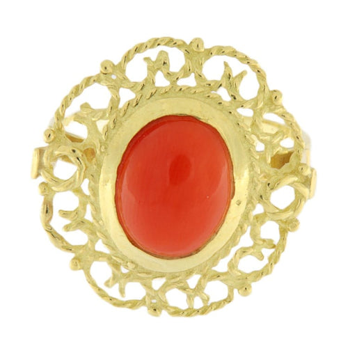 Bague 54 Corallo - Bague en or jaune et corail 58 Facettes G3293