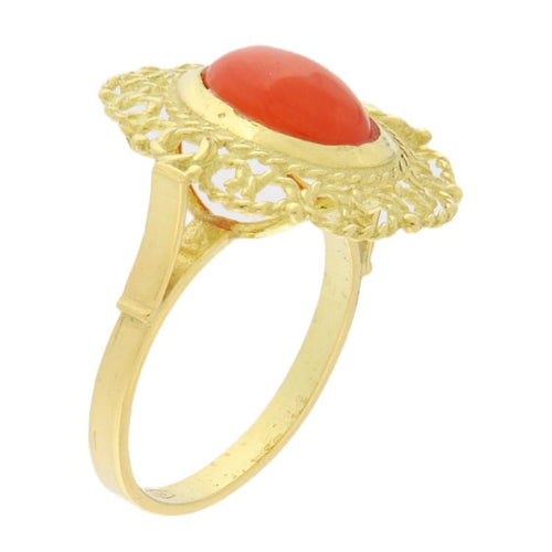 Bague 54 Corallo - Bague en or jaune et corail 58 Facettes G3293