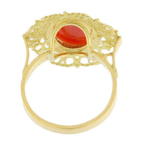 Bague 54 Corallo - Bague en or jaune et corail 58 Facettes G3293