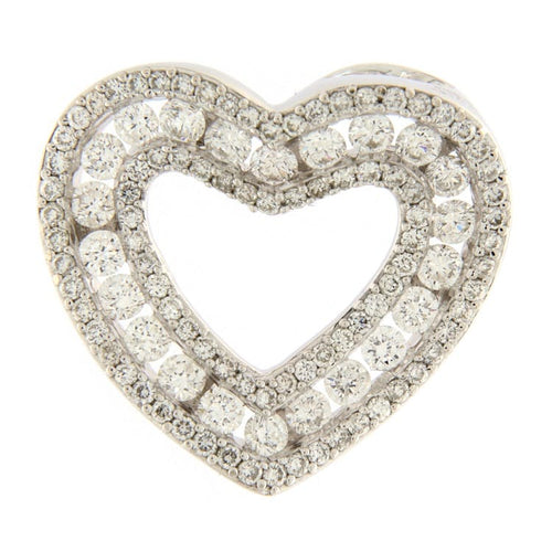 Pendentif Guidetti - Pendentif cœur en or blanc avec pavé de diamants 58 Facettes G3147