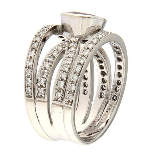 Bague Guidetti - Bague en or blanc avec rubis et diamants 58 Facettes G3142