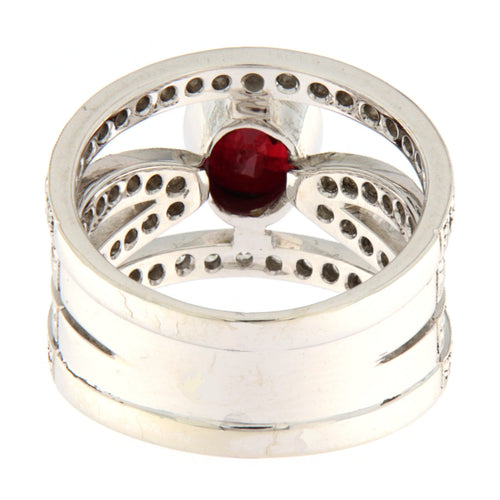 Bague Guidetti - Bague en or blanc avec rubis et diamants 58 Facettes G3142