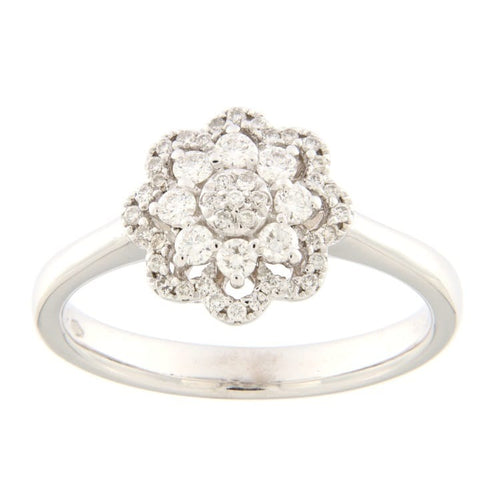 Bague Guidetti - Bague fleur en or blanc diamants taille brillant 58 Facettes G2771