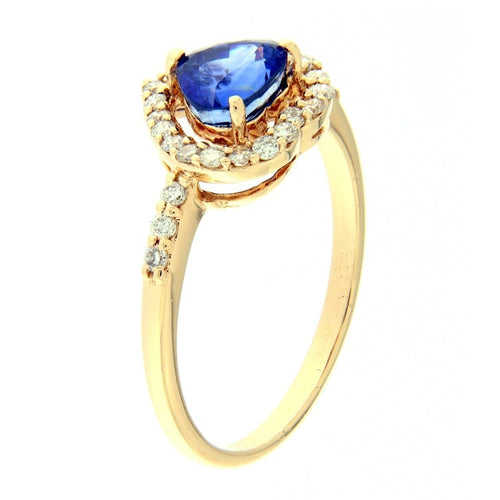 Bague Guidetti - Bague en or rose avec saphir taille cœur et diamants 58 Facettes G2769