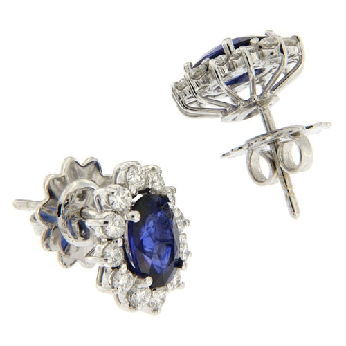 Boucles d'oreilles Guidetti - Boucles d’oreilles en or blanc avec saphirs et diamants 58 Facettes G2446