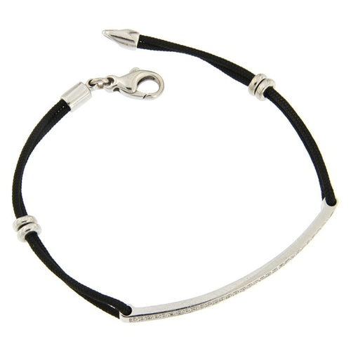 Bracelet Guidetti - Bracelet en or blanc et diamants avec cordon noir 58 Facettes G2433