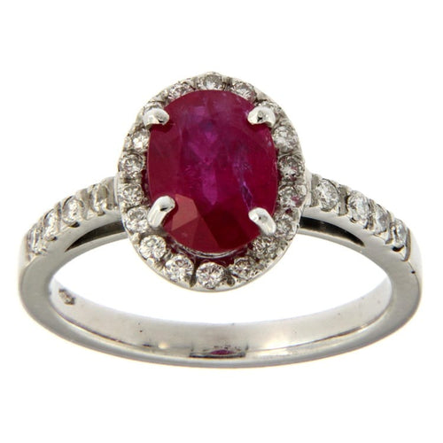 Bague Guidetti - Bague en or blanc avec rubis central et diamants 58 Facettes G2440