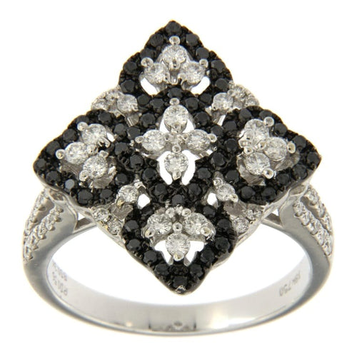 Bague Guidetti - Bague rombo en or blanc diamants blancs et noirs 58 Facettes G2438