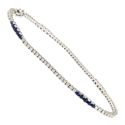 Bracelet Guidetti - Bracelet tennis en or blanc avec diamants et saphirs 58 Facettes G2429