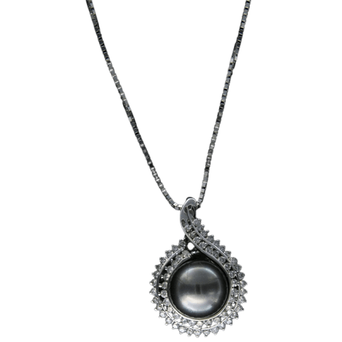 Collier Guidetti - Collier en or blanc avec perle de Tahiti et diamants 58 Facettes G2198