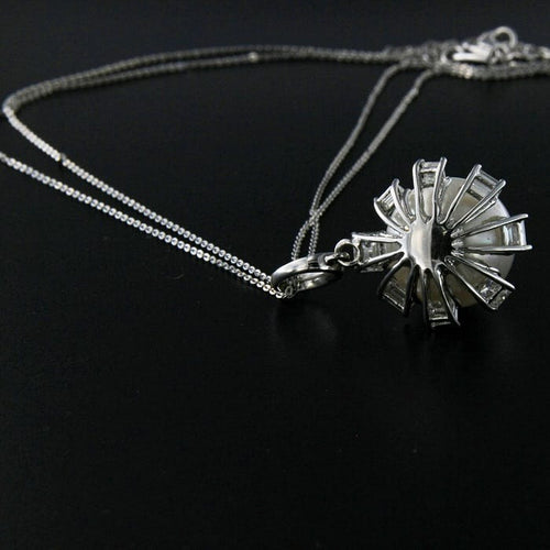 Pendentif Guidetti - Girocollo en or blanc, perle australienne et diamants baguette 58 Facettes G2197