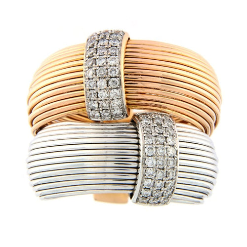 Bague K di Kuore - Bague en or rose et blanc avec diamants 58 Facettes G3059
