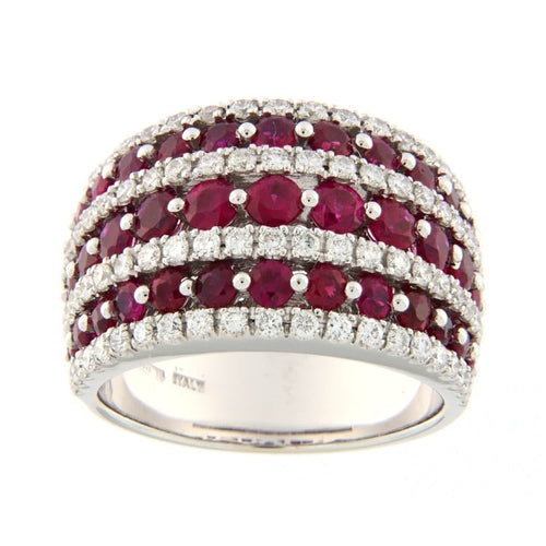 Bague Guidetti - Bague en or blanc avec pavé de rubis et diamants 58 Facettes G3049