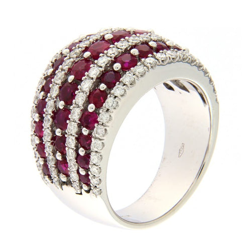 Bague Guidetti - Bague en or blanc avec pavé de rubis et diamants 58 Facettes G3049