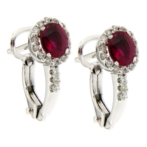 Boucles d'oreilles Guidetti - Orecchini en or blanc rubis et diamants 58 Facettes G2648