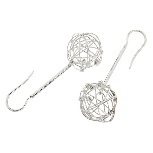 Boucles d'oreilles Guidetti - Boucles d'oreilles pendantes boule en or blanc et diamants 58 Facettes G2655