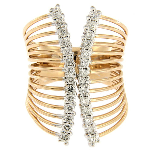 Bague Guidetti - Bague en or rose et blanc avec diamants taille brillant 58 Facettes G2656