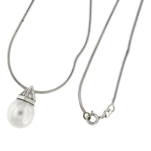 Collier Guidetti - Collier en or blanc perle et diamants 58 Facettes G2457