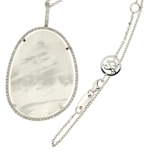 Pendentif Guidetti - Girocollo en or blanc, diamants et nacre 58 Facettes G2454