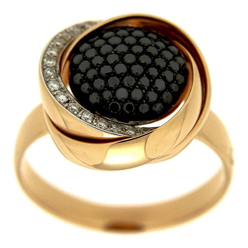 Bague 56 K di Kuore - Bague en or rose avec diamants blancs et noirs 58 Facettes G1348