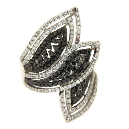 Bague Guidetti - Bague en or blanc et diamants blancs et noirs 58 Facettes G1842