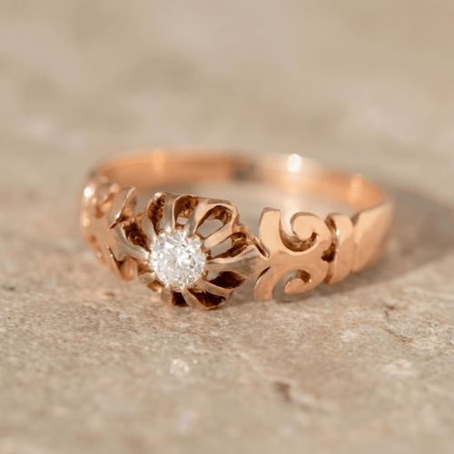 Bague 52 Solitaire ancien - Bague en or rose 585 avec diamant taille ancienne 58 Facettes HJ250185